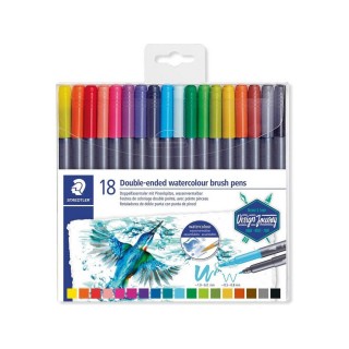 MARCADORES STAEDTLER DUPLA PONTA PINCEL 18 CORES AGUARELÁVEIS MARCADORES STAEDTLER DUPLA PONTA PINCEL 18 CORES AGUARELÁVEIS